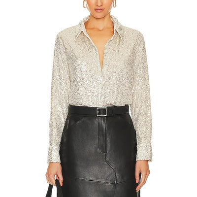 Sanctuary Sparkling Champagne Radiant Sequin Blouse Size M NWT