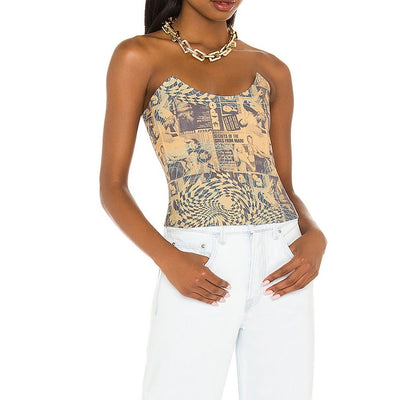Miaou Graphic Multicolor Leia Corset Top Size S