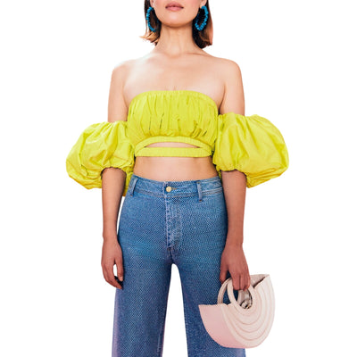 Cult Gaia Pleated Citron Carly Top Size 4 NWT