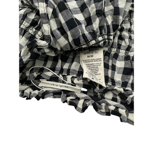 Dôen 'Rizzo' Black Shirred Gingham Voile Mini Dress Size M
