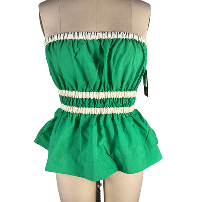 Molly Goddard Ruched Green Esme Top Size 8 UK / US 4 NWT