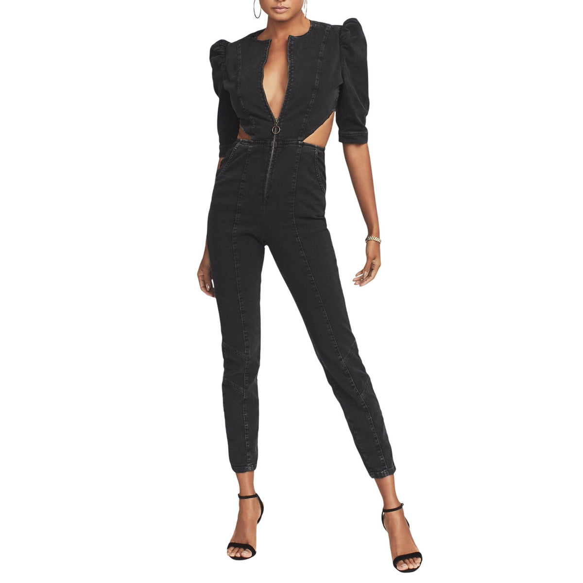 Retrofête Cutout Jet Black Kiara Jumpsuit Size S