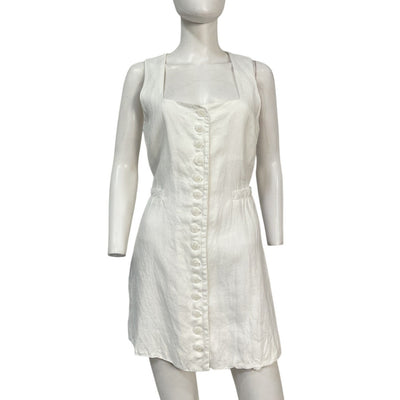 Faithfull The Brand Button Front White Marinia Mini Dress Size 6