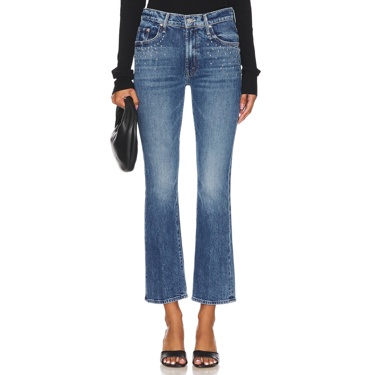 Mother Studded Metal Magic The Insider Flood Denim Jeans Size 26