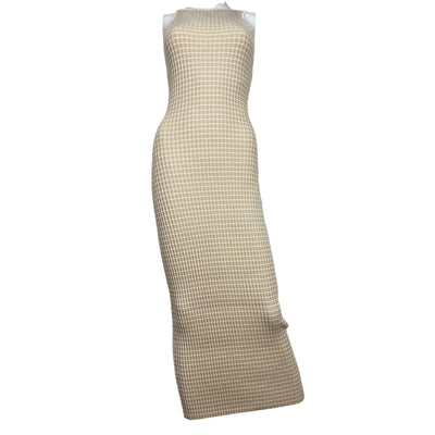 L'Academie Ribbed Beige Vespera Midi Dress Size M