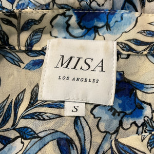 Misa Los Angeles Ruffled Indigo Blooms Eloisa Dress Size S
