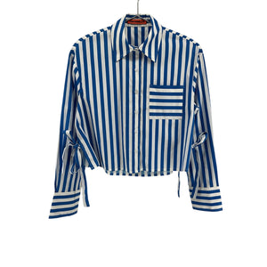 Simon Miller 'Ayre' Blue Cotton Cropped Poplin Top Size XS