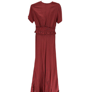 Sandro Elegant Red Scarf Print Maxi Size 4 Dress