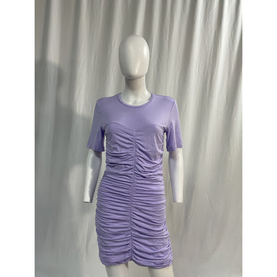 Simkhai 'Jaslene' Purple Clean Stretch Jersey Twist Front Short Sleeve Dress Size M - NWT