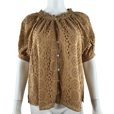 Cleobella Embroidered Caramel Katie Blouse Size XS