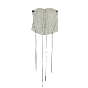 For Love & Lemons Floral White Lilibet Corset Top Size XS