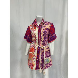 Zimmermann 'Raie' Red Cotton Trimmed Shirt Dress Size 0 P