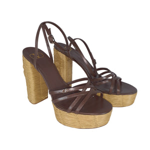 Valentino Strappy Brown Garavani Raflower Platform Sandals Size IT 40.5 / US 10.5
