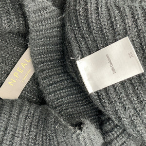N. Peal Metallic Black Ribbed Cashmere Turtleneck Sweater Size XS