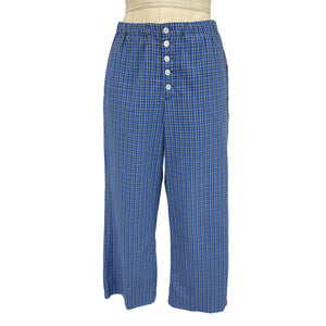 Dôen Checked Blue 'Morgan' Organic Cotton Size S Pants