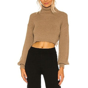 L'Academie Ribbed Tan Lucia Turtleneck Sweater Size XS