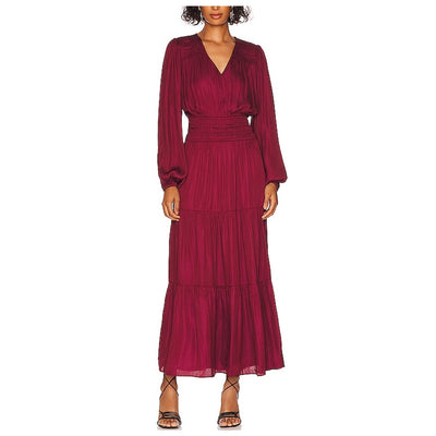 Minkpink Smocked Wine Elvina Midi Dress Size XS