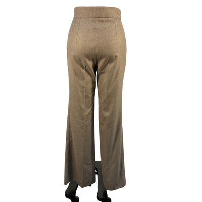 Raey Sleek Tan Cashmere Flared Trousers Size 8