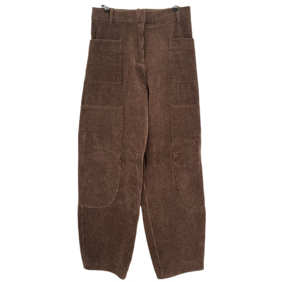 Ganni Textured Brown Seersucker Corduroy Pants Size 36