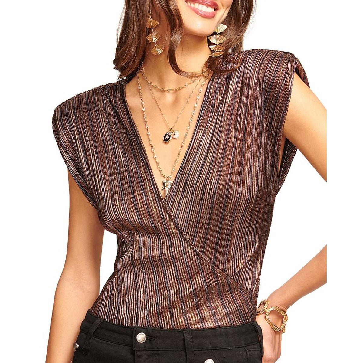 Ramy Brook 'Serena' Blue V Neck Sleeveless Top Size S