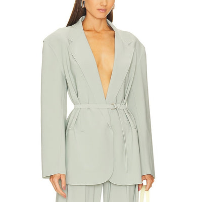 Norma Kamali Oversized Green Belted Blazer Size S