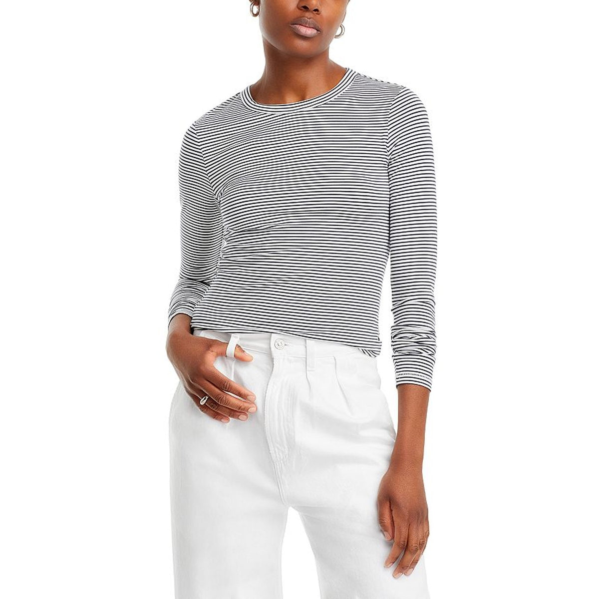 Rag & Bone 'Luca' Black Modal Stripe Long Sleeve Tee Size M