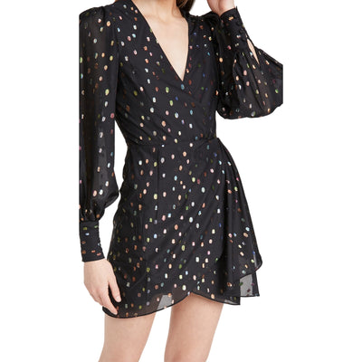 Yumi Kim Chic Party Dot Black All Or Nothing Wrap Dress Size 12