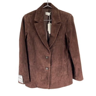 Vince Tailored Brown Single Breasted Suede Blazer Size 10 NWT