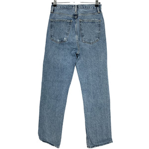 Agolde Distressed Blue 90s Pinch-Waist Straight Denim Jeans Size 24