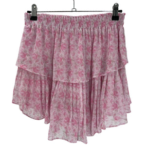 Loveshackfancy Tiered Pink Ruffle Mini Skirt Size S