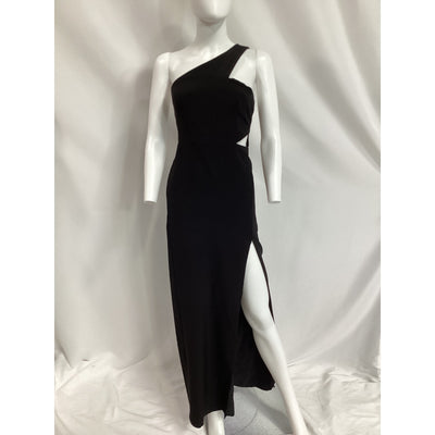 Aidan Mattox One-Shoulder Black Crepe Cutout Gown Size 0