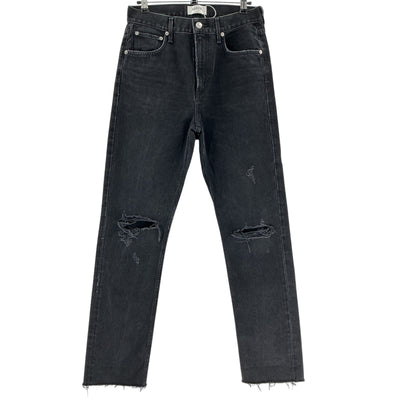 Agolde Distressed Black Cherie High Rise Straight Denim Jeans Size 27