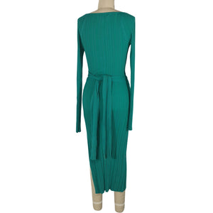L'Academie Ribbed Teal Pabla Midi Size L Dress