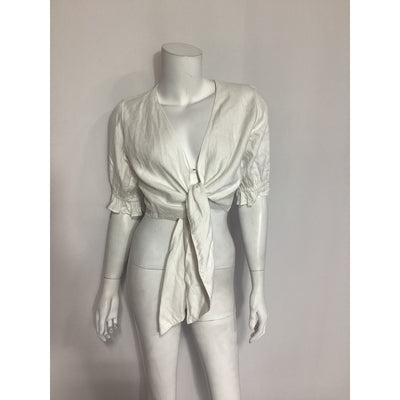 Faithfull The Brand 'Jamais' White Wrap Top Size S