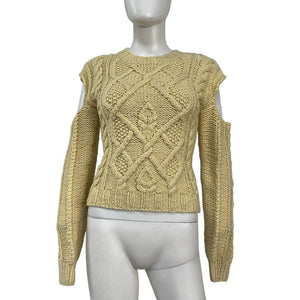 For Love & Lemons Cable Knit Cream Andie Sweater Size S