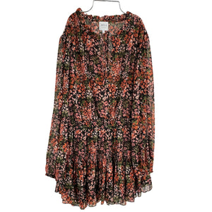 Misa Los Angeles Ruffled Floral Black Lorena Dress Size L