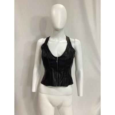 Miaou 'Valda' Black Faux Fur Corset Size M
