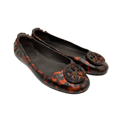 Tory Burch Tortoiseshell Brown Logo Medallion Ballet Flats Size 8.5 M