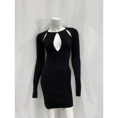 Michael Costello 'Abner' Black Viscose Cut Out Mini Dress Size S