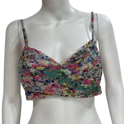 Rococo Sand Ruched Floral Print Scoop Neck Crop Top Size M