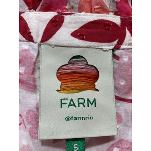 Farm Rio 'Romantic Orchard' White Cotton Puff Sleeve V Neck Top Size S