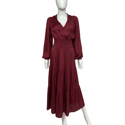 Minkpink Smocked Wine Elvina Midi Dress Size XS