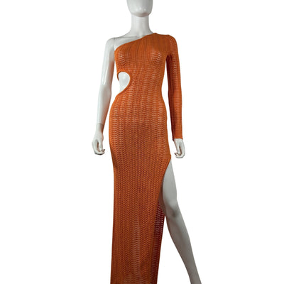 Michael Costello Sleek Orange Seana Maxi Knit Dress Size XXS