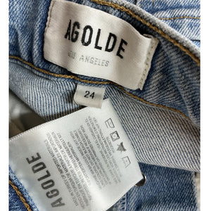 Agolde Classic Blue Riley High Rise Straight Crop Denim Jeans Size 24