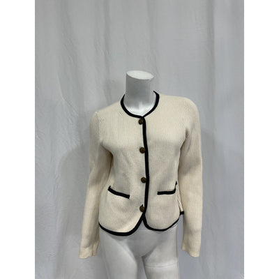 Rag & Bone 'Nancy' White Merino Wool-Blend Rib-Knit Cardigan Size S