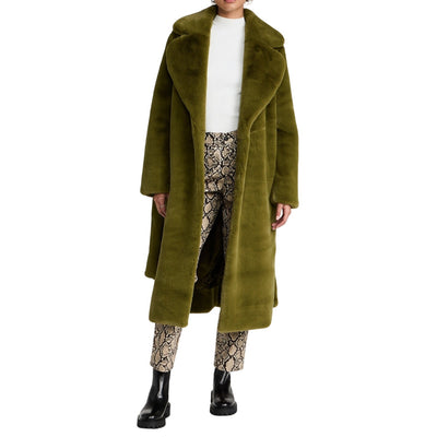 Proenza Schouler Faux Fur Belted Olive White Label Coat Size XXS