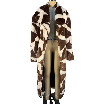 Ronny Kobo Plush Brown Ilia Faux Fur Coat Size S NWT
