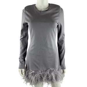 Neiman Marcus Feather Trimmed Lavender Bahira Mini Dress Size S NWT