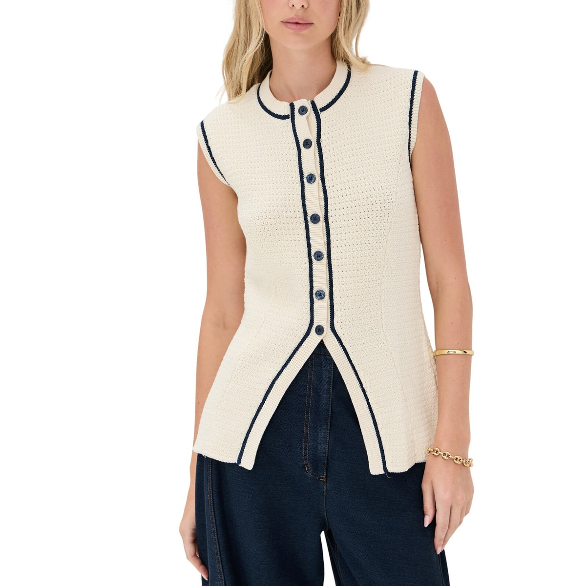 Kule Textured Beige Olivia Vest Size M