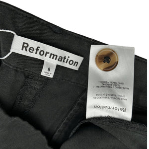 Reformation Pleated Black Mason Shorts Size 8